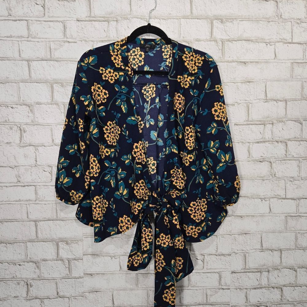 J Crew tie front long sleeve‎ blouse